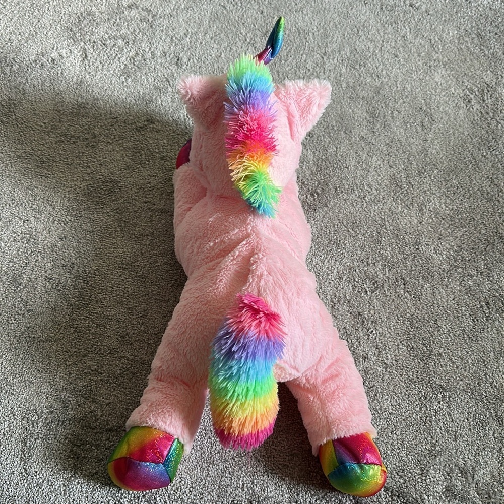 Plush Rainbow Unicorn Toy by Hugfun – Pink Stuffed Animal For All Ages - Picture 4 of 6